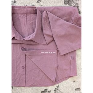 Lululemon One Thing At A Time Shirt Mens Large Red Pink Button Up SS Performance